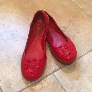 Red patent leather Tory Burch flats